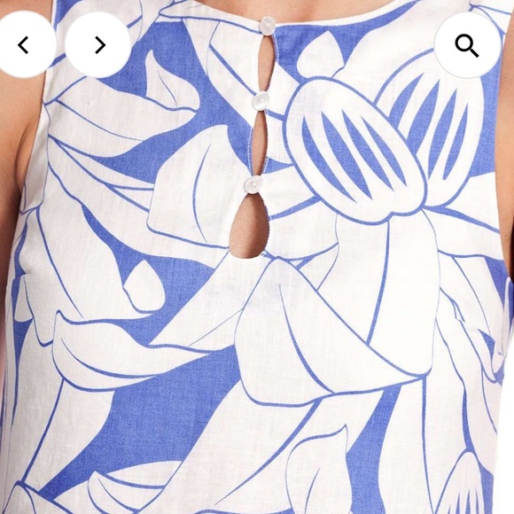 ISLAND COMPANY 100% Linen Castaway Shift Dress Pink White Tropical Floral Beach - Picture 2 of 7